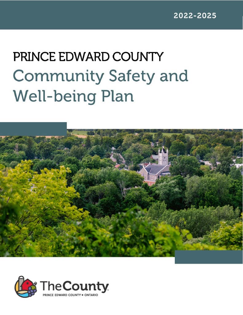 The front cover of the Prince Edward County 2022-2025 Community Safety and Well-being Plan.