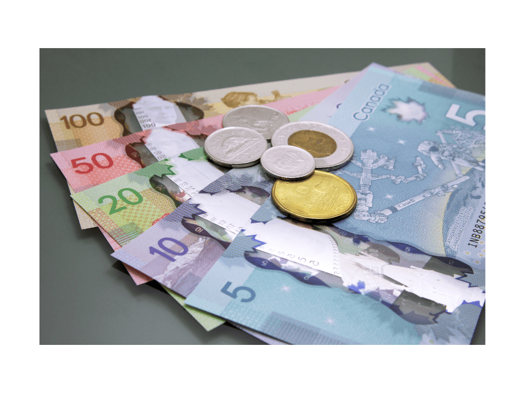 Canadian money on table.